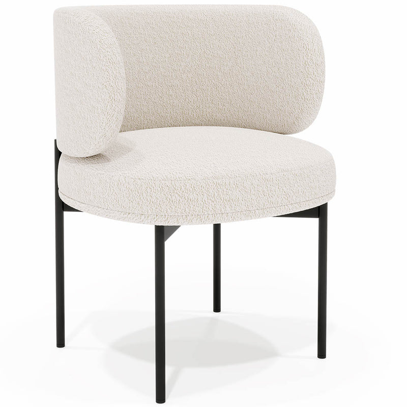 Chaise de Salle à Manger en bouclette fausse fourrure Tapissée - Boucles Blanches - Loraine