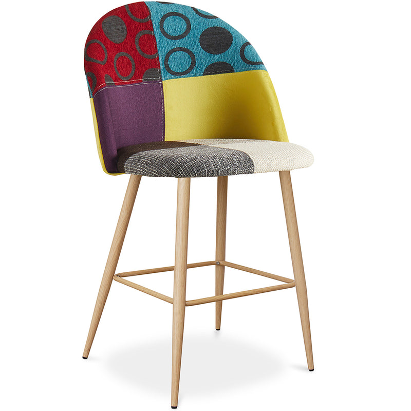 Upholstered Patchwork Stool - Scandinavian Style - 63cm - Evelyne