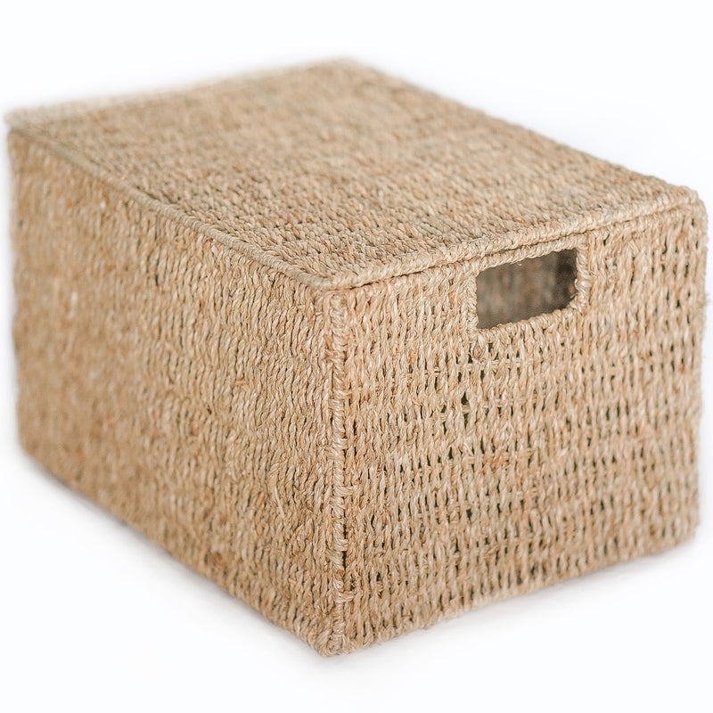 Mand van natuurlijke vezel met deksel - 40x30CM - Maracay