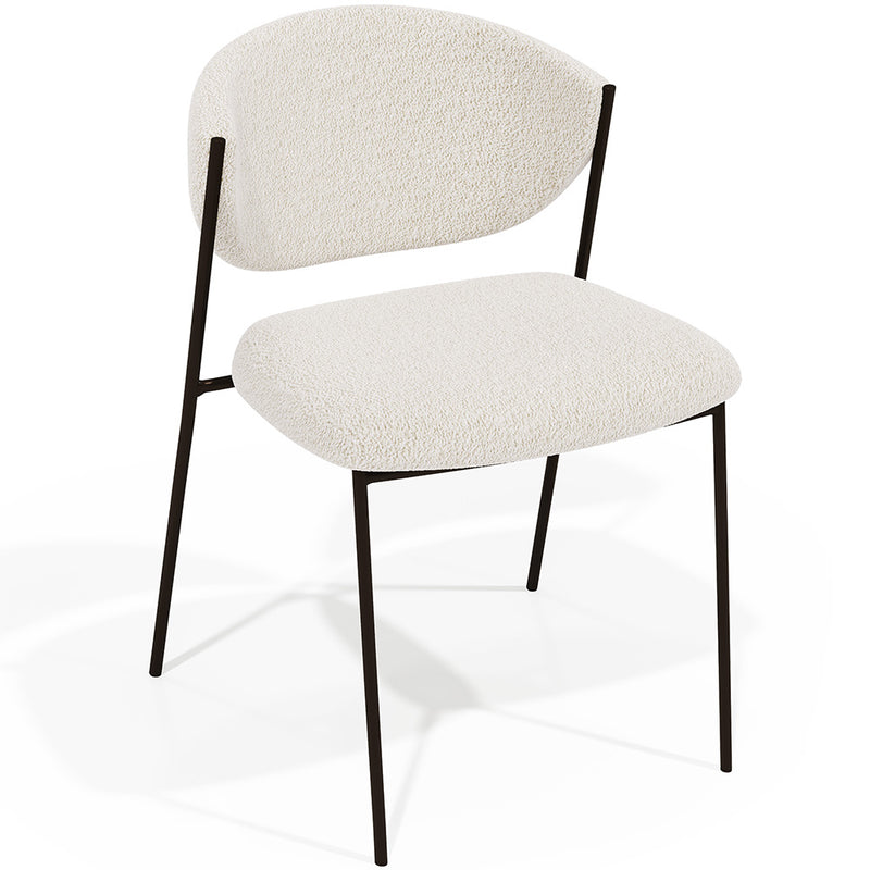 Chaise de salle à manger en Bouclette Fausse Fourrure Tapissée - Métal Noir - Seda