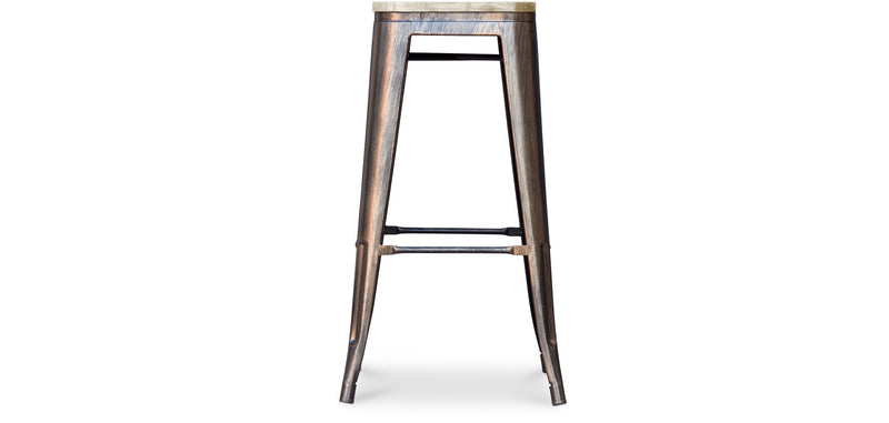 Bar Stool - Industrial Design - Steel & Wood - 76cm - Stylix