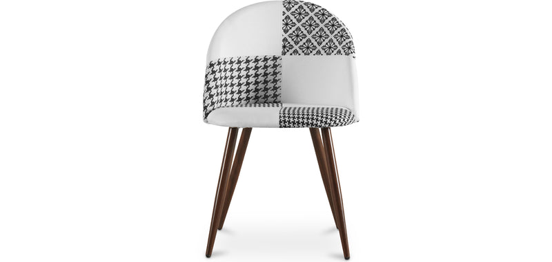 Silla de comedor - Tapizada en patchwork negro y blanco - Evelyne