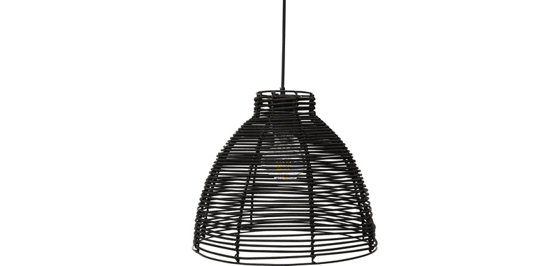 Lampa sufitowa z czarnego rattanu - Lampa wisząca w stylu Boho Bali - Gian