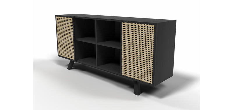 Buffet en Bois Naturel - Stile Vintage - Noir - Edan