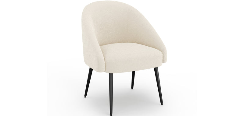 Design Armchair - Upholstered in Faux Bouclé Fur - White Loops - Wasda