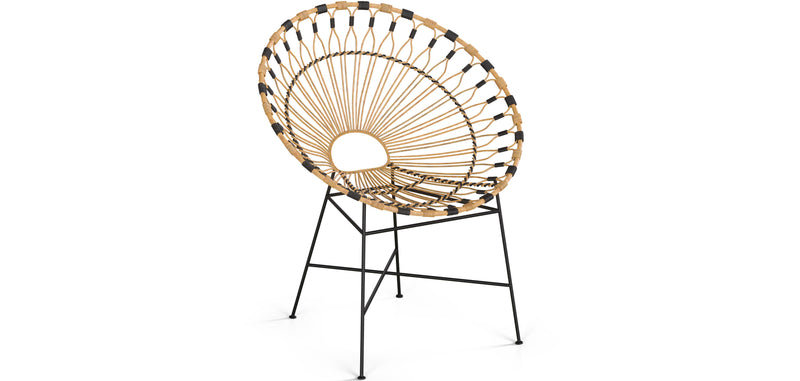 Chaise d'extérieur ronde en rotin synthétique - Design Boho Bali - Elsa