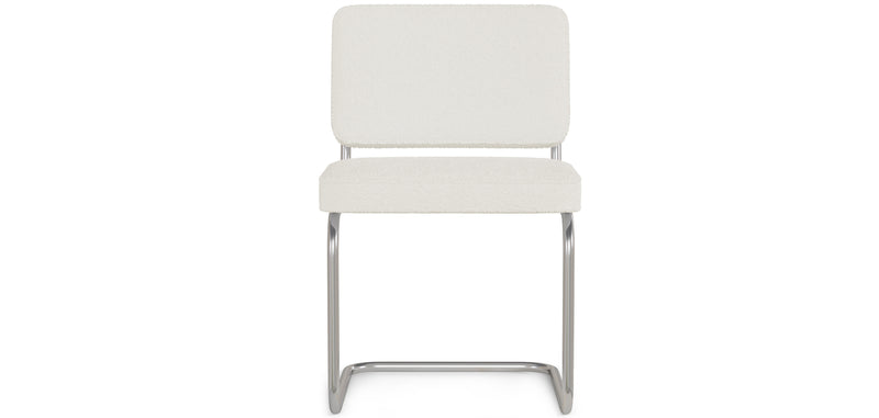 Dining Chair in Loop Faux Fur Upholstery - White Loops - Henr