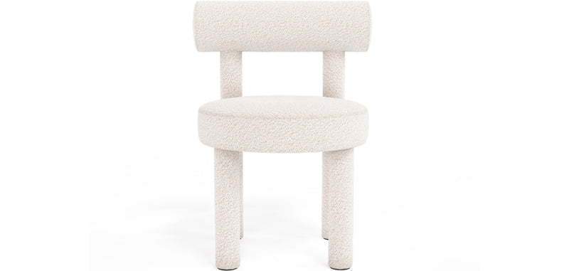 Chaise de salle à manger en bouclette fausse fourrure Tapissée - Boucles Blanches - Rhys