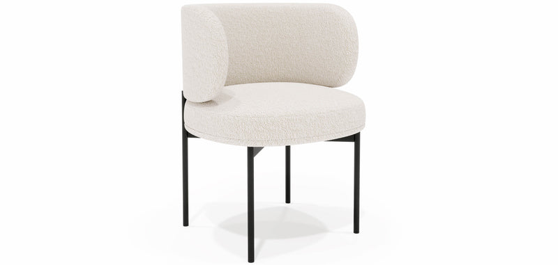 Chaise de Salle à Manger en bouclette fausse fourrure Tapissée - Boucles Blanches - Loraine