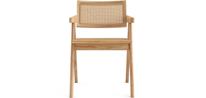 Chaise de salle à manger en rotin canné - avec accoudoirs - Kane