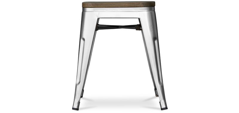 Industrial Design Stool - Wood and Steel - 45cm - Stylix