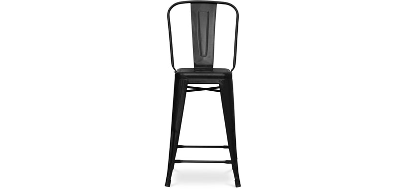 Banco de bar com encosto - design industrial - 60cm - Stylix