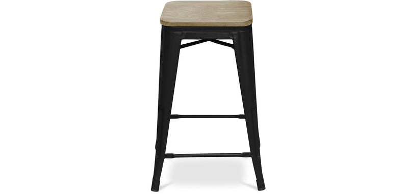 Industrialny stołek barowy - drewno i stal - 61cm - Stylix