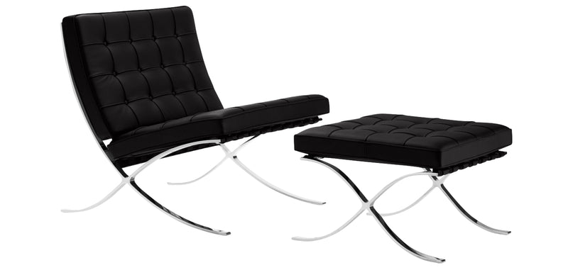 Design Armchair with Footrest - Faux Leather Upholstery - Town