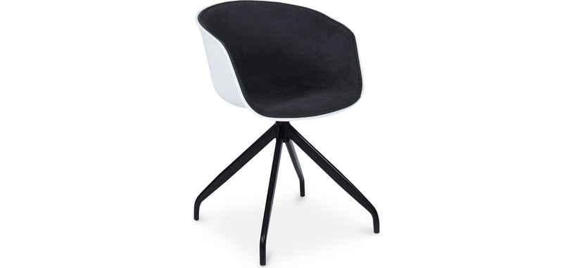 Chaise de bureau tapissée avec accoudoirs - Chaise de bureau noire et blanche - Jodie