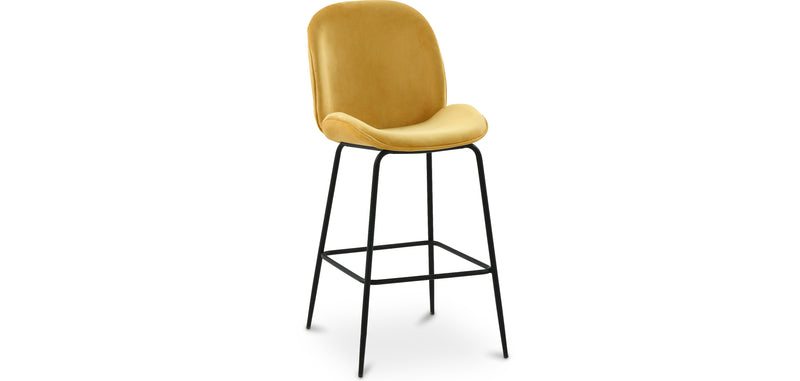 Velvet stool with backrest - Retro design - Elias