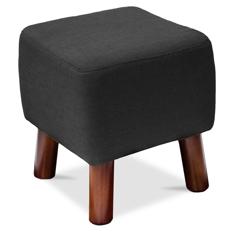 Quadratischer Hocker - Mit Leinen bezogen - Holz - Nor