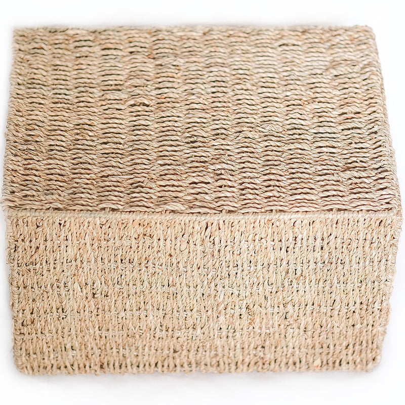 Mand van natuurlijke vezel met deksel - 40x30CM - Maracay