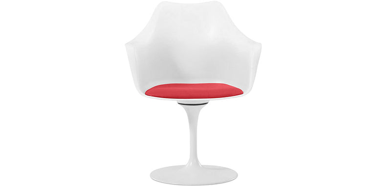 Dining chair with armrests - White swivel chair - Tulipan