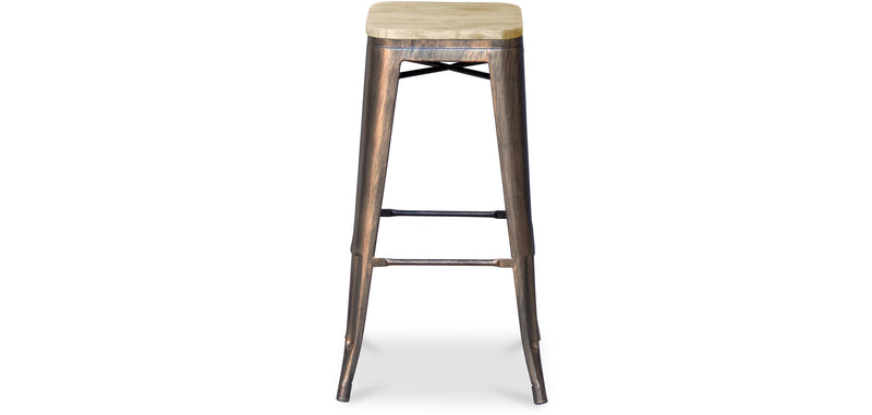 Bar Stool - Industrial Design - Steel & Wood - 76cm - Stylix
