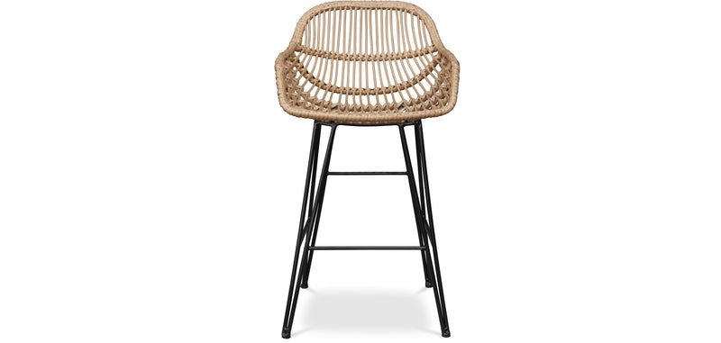 Taboret barowy z podłokietnikami - Styl Boho Bali - 65cm - Many