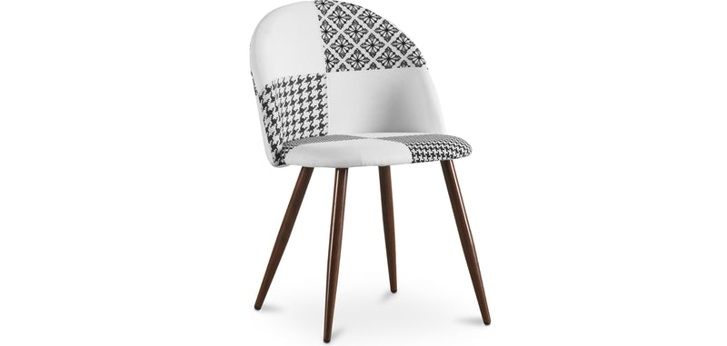 Silla de comedor - Tapizada en patchwork negro y blanco - Evelyne