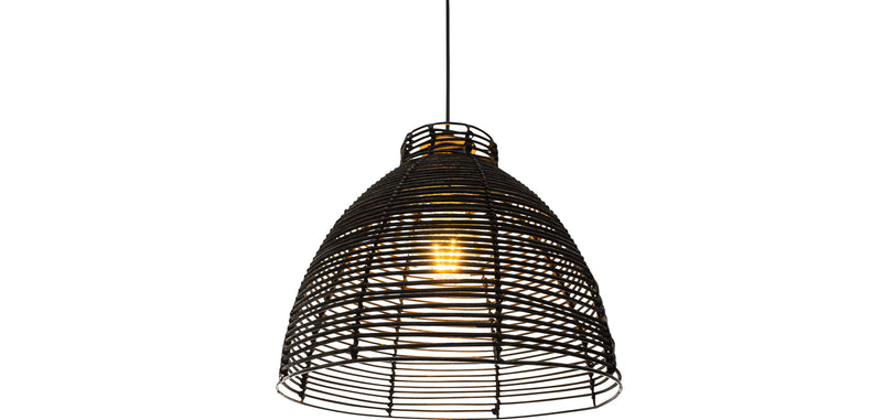 Lampa sufitowa z czarnego rattanu - Lampa wisząca w stylu Boho Bali - Gian