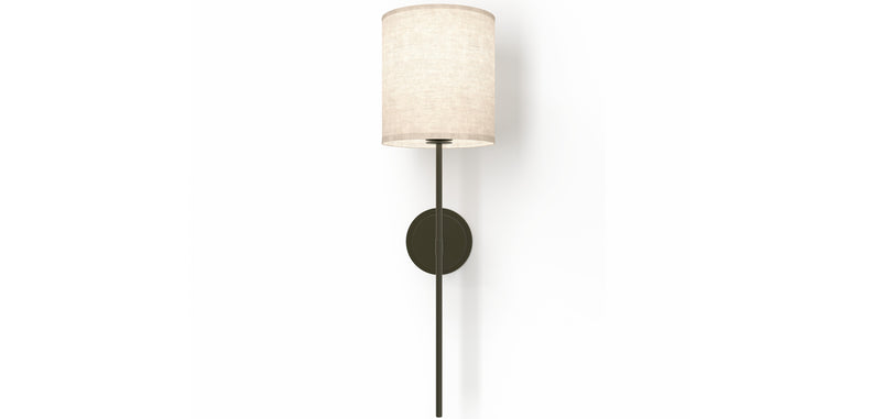 Applique Murale - Lampe Noire avec Abat-Jour en Tissu - Dena