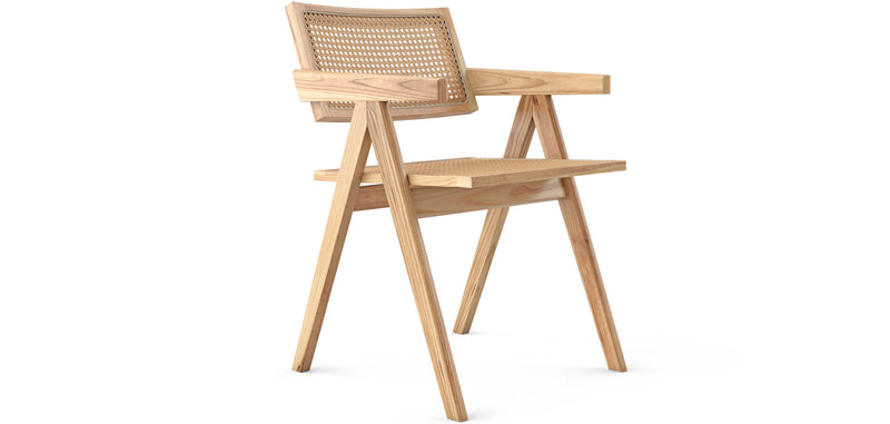 Chaise de salle à manger en rotin canné - avec accoudoirs - Kane