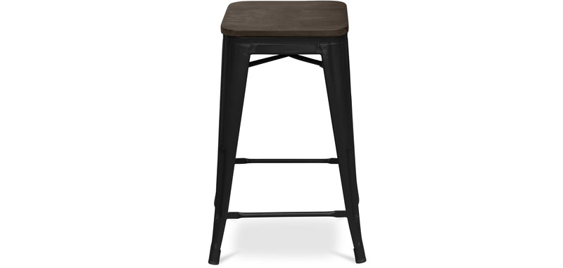 Bar Stool - Industrial Design - Wood and Steel - 60cm - Stylix