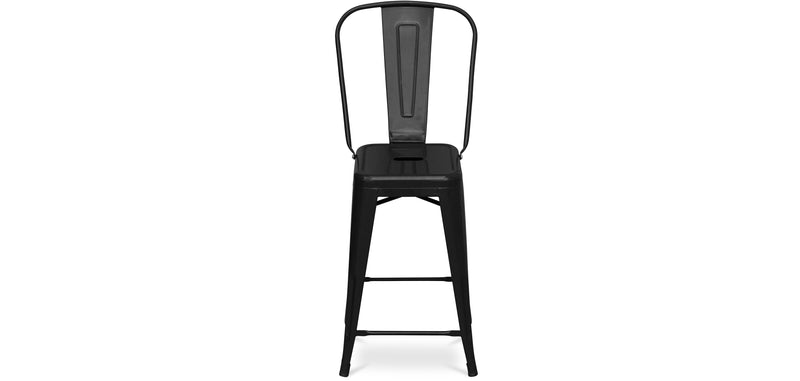 Banco de bar com encosto - design industrial - 60cm - Stylix