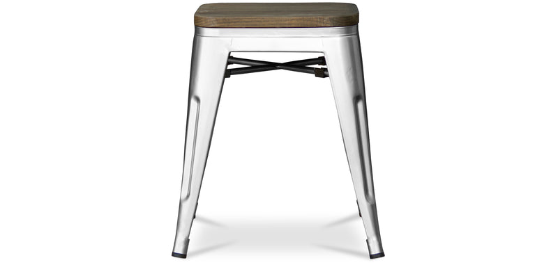 Industrial Design Stool - Wood and Steel - 45cm - Stylix