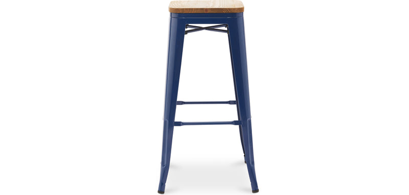 Tabouret de bar - Design industriel - Bois et acier - 76cm - Nouvelle édition - Stylix