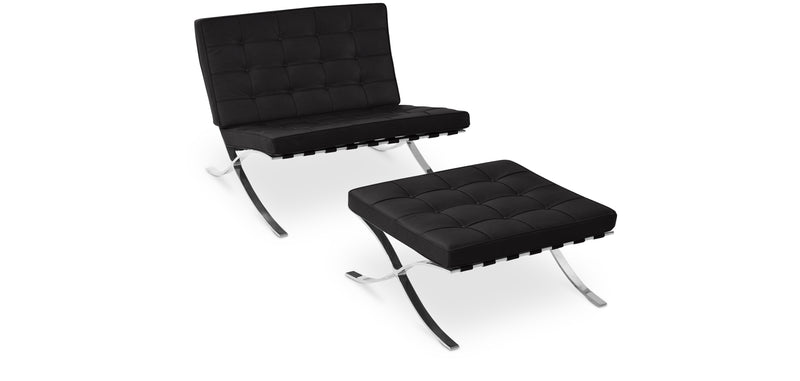 Design Armchair with Footrest - Faux Leather Upholstery - Town