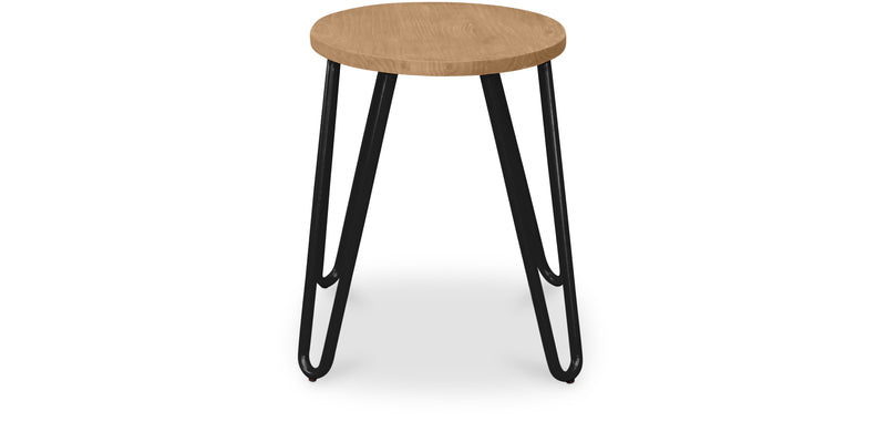 Sgabello da bar rotondo - design industriale - legno e acciaio - 44cm - Hairpin