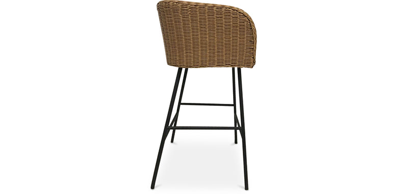 Taboret z rattanu z podłokietnikami - Boho Bali Design - Ishita