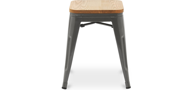 Tabouret de bar design industriel - Bois et acier - 45cm - Nouvelle édition - Stylix