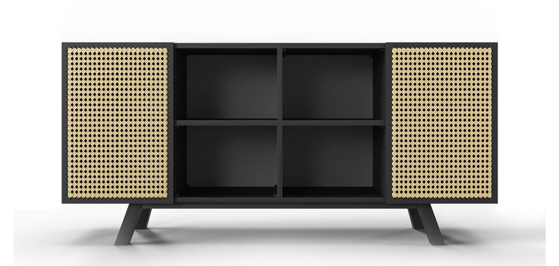 Buffet en Bois Naturel - Stile Vintage - Noir - Edan