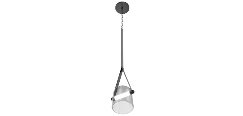 Lustre de plafond - Suspension - Cuir et verre - Bim
