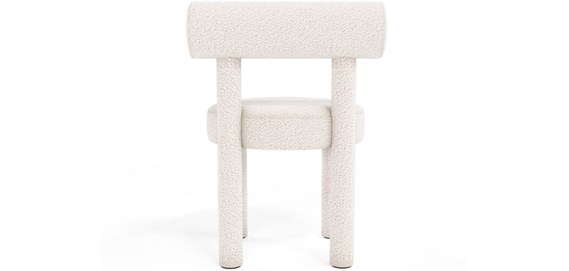 Chaise de salle à manger en bouclette fausse fourrure Tapissée - Boucles Blanches - Rhys