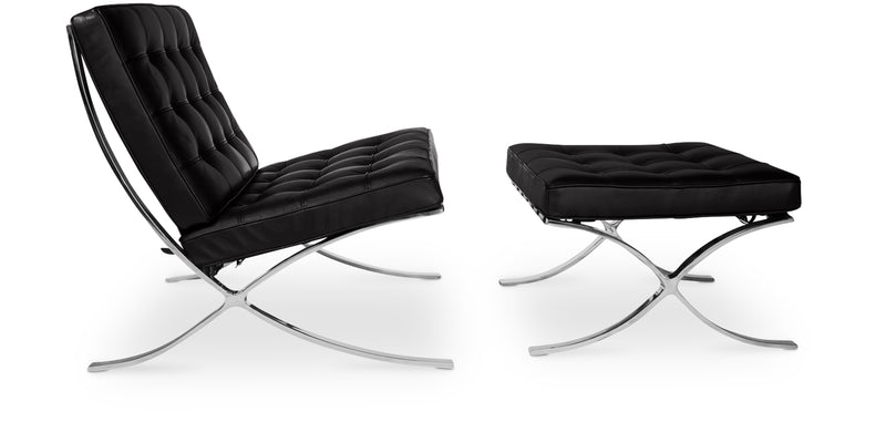 Design Armchair with Footrest - Faux Leather Upholstery - Town