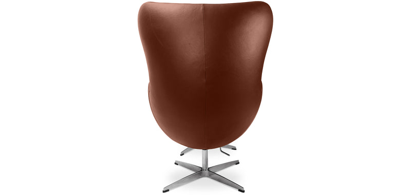 Fauteuil avec repose-pieds design en forme d'œuf - Revêtement en cuir - Brave
