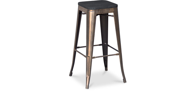 Barstol - Industriell Design - Tre & Metall - 76cm - Stylix