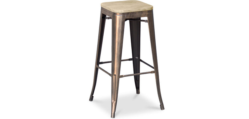Bar Stool - Industrial Design - Steel & Wood - 76cm - Stylix