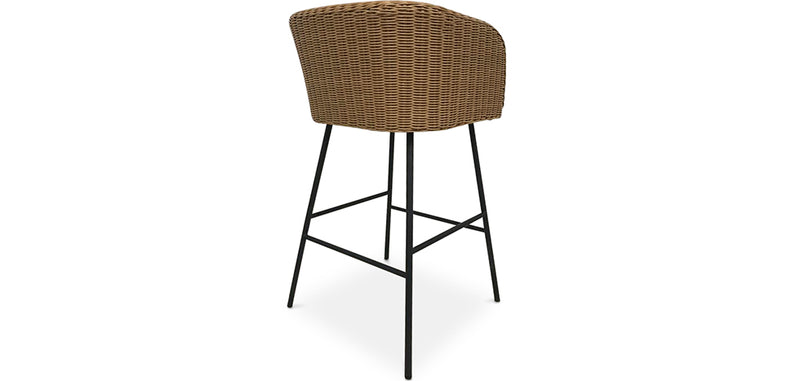 Taboret z rattanu z podłokietnikami - Boho Bali Design - Ishita