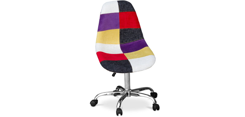 Chaise de Bureau à roulettes - Chaise de Bureau - Tapissée en Patchwork - Tessa