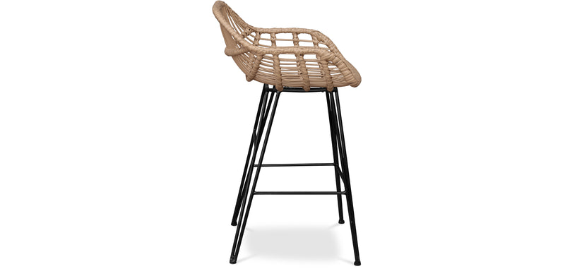 Taboret barowy z podłokietnikami - Styl Boho Bali - 65cm - Many
