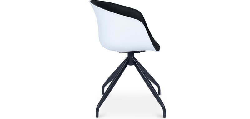 Chaise de bureau tapissée avec accoudoirs - Chaise de bureau noire et blanche - Jodie