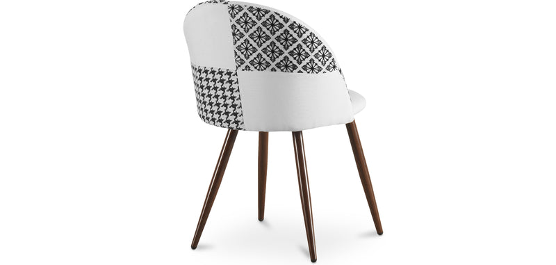 Silla de comedor - Tapizada en patchwork negro y blanco - Evelyne