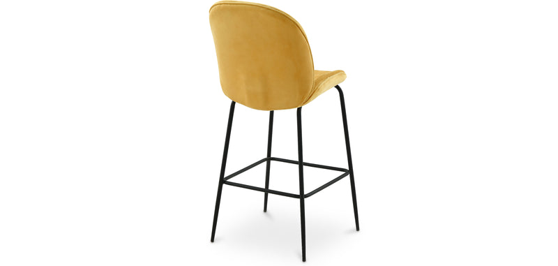 Velvet stool with backrest - Retro design - Elias